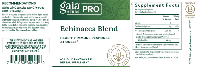 Echinacea (Gaia Herbs Professional Solutions) label