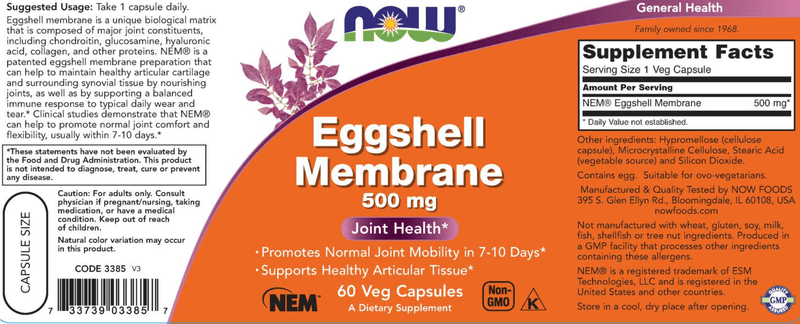 buy eggshell membrane 500 mg (now foods)