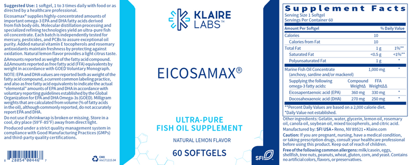 Eicosamax TG 60ct Klaire Labs products