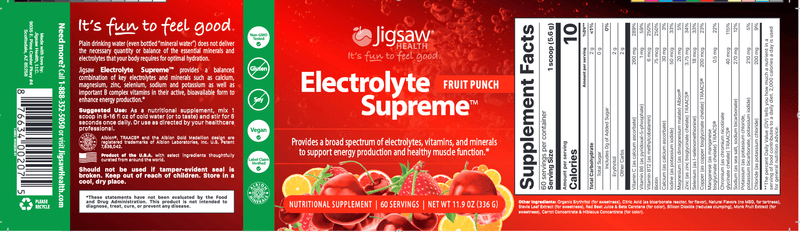 Electrolyte Supreme Fruit Punch (Jigsaw Health) Label
