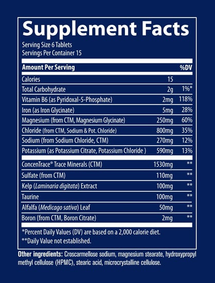 Electrolyte Stamina Supplement Facts Label