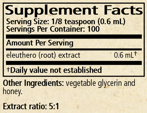 Eleuthero Solid Extract Supplement Facts Label