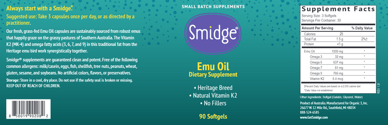 Emu Oil Smidge label