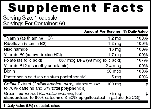 Energy Support (Bariatric Fusion) supplement facts
