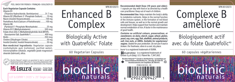Enhanced B Complex (Bioclinic Naturals) label