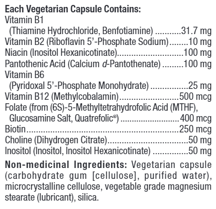 Enhanced B Complex (Bioclinic Naturals) supplement facts