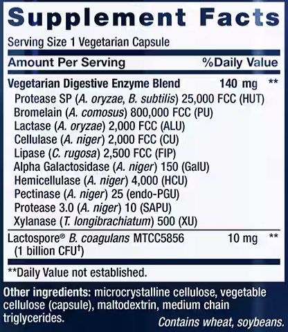 enhanced super digestive enzymes and probiotics (life extension) supplement facts