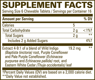 Esberitox Chew Tabs (Nature's Way) 100ct Supplement Facts