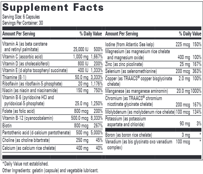 Essential Nutrients (Progressive Labs) Supplement Facts