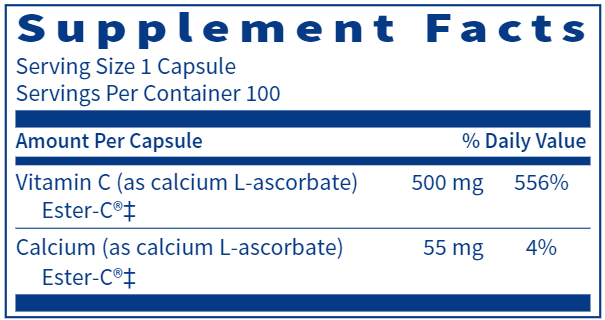 Ester-C 500 mg (Klaire Labs) Supplement Facts