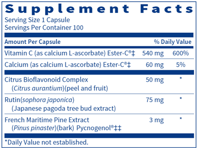 Ester-C Bio (Klaire Labs) Supplement Facts