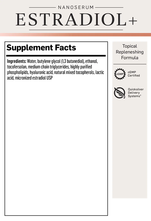 Estradiol+ Topical Replenishing Serum Quicksilver Scientific supplement facts