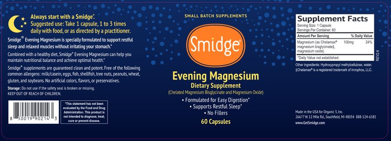 Evening Magnesium Smidge label
