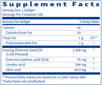 Evening Primrose Oil (Klaire Labs) Supplement Facts
