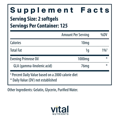 Evening Primrose Oil 250ct Vital Nutrients supplements