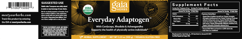Everyday Adaptogen Gaia Herbs label