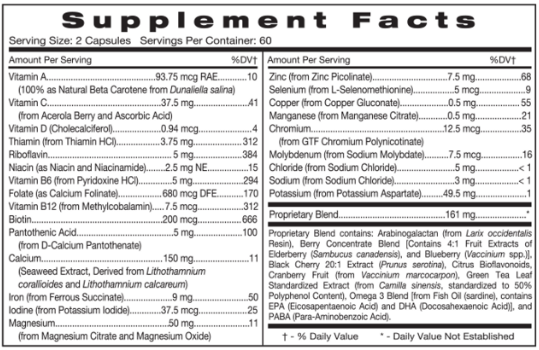 Exakta (D'Adamo Personalized Nutrition) supplement facts
