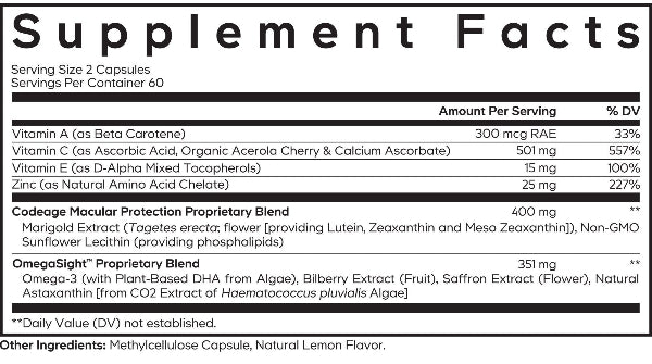 Eyes Vitamins Supplement Facts Label