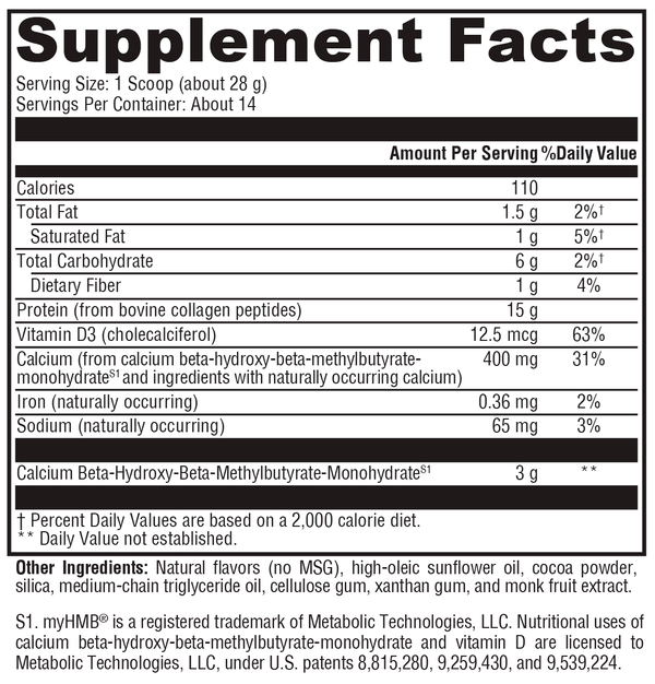 FIT Food® Lean Collagen Mocha Latte Supplement Facts Label