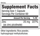 fm zinc (equilife) supplement facts