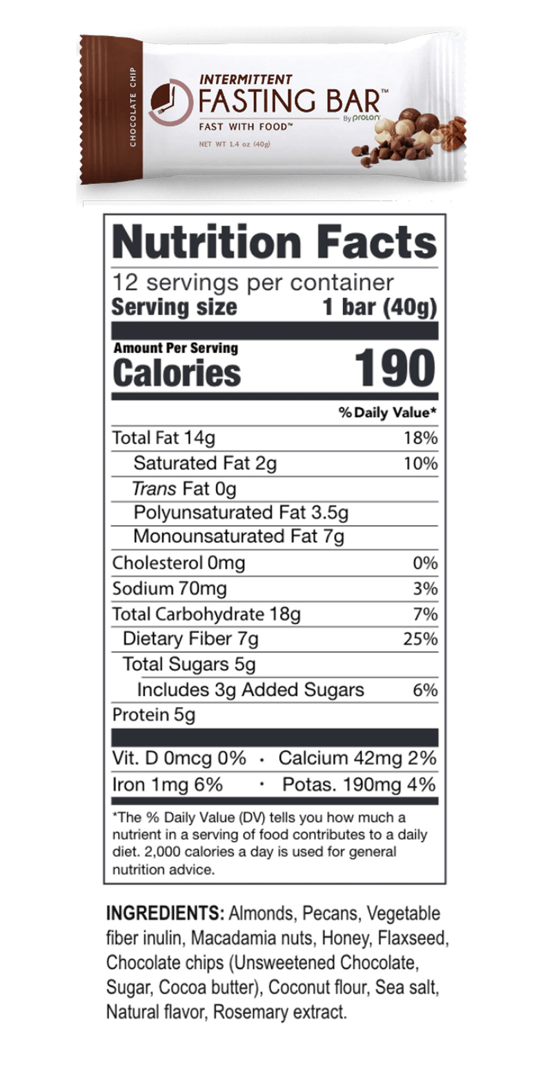 Fast Bar Chocolate Chip (ProLon) nutrition facts