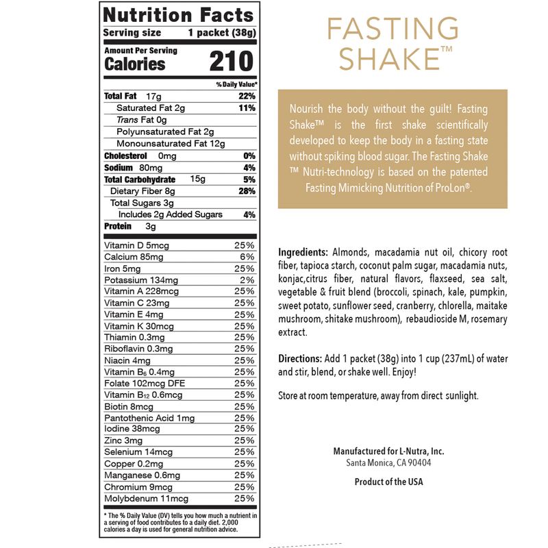 Fast Shake Vanilla (ProLon) nutrition facts