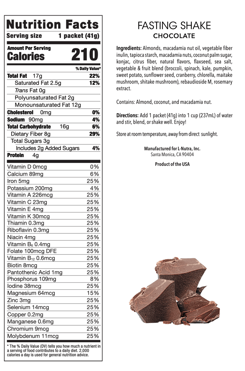 Fast Shake Chocolate (ProLon) nutrition facts