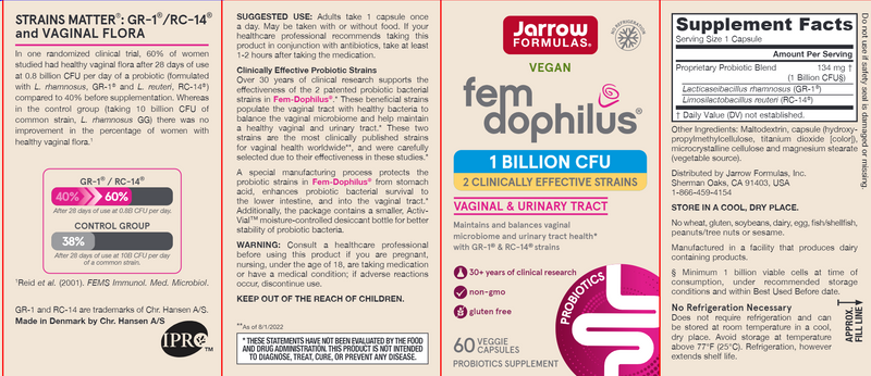 Fem-Dophilus Shelf Sta 1 Bil Jarrow Formulas label