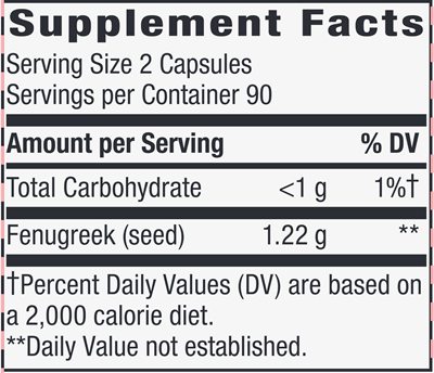 Fenugreek Seed veg capsules (Nature's Way) supplement facts
