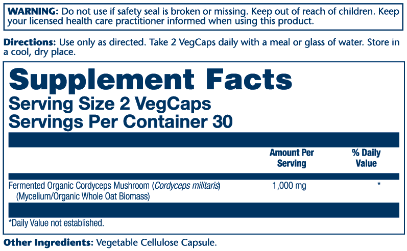 Fermented Cordyceps Organic Solaray supplement facts