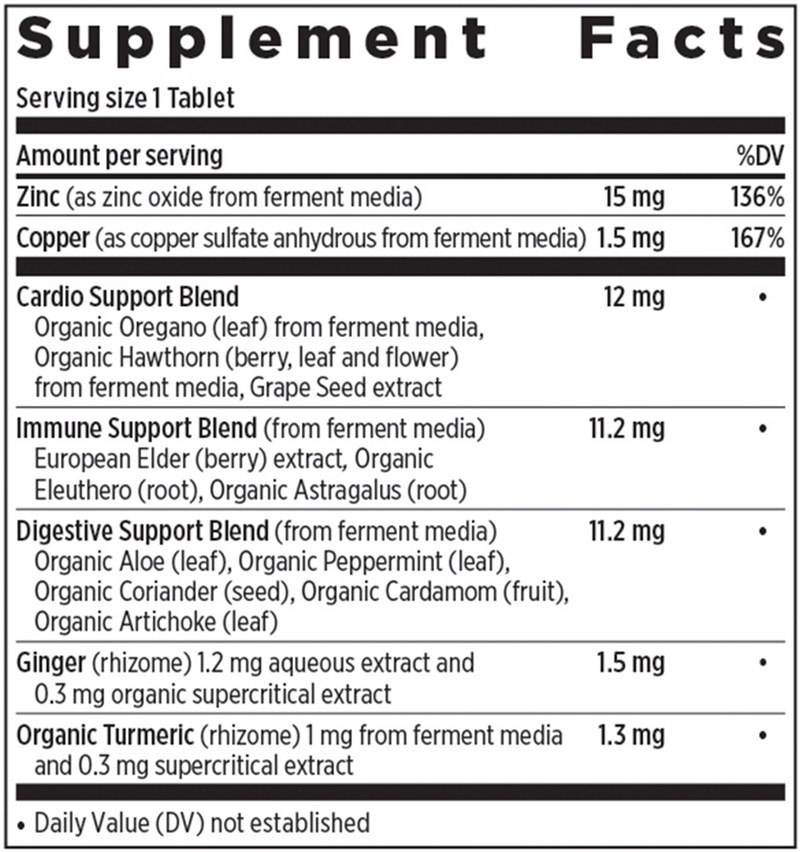 Fermented Zinc Complex (New Chapter) supplement facts
