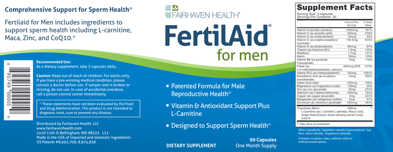 FertilAid for Men (Fairhaven Health) Label