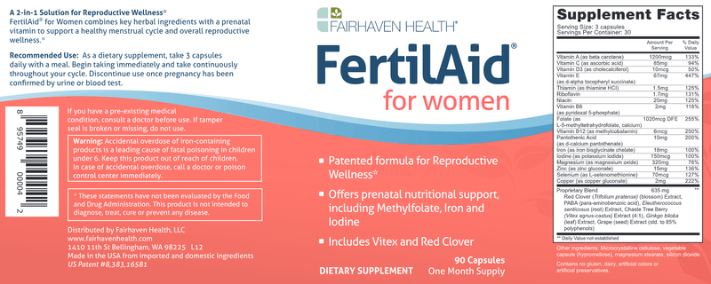 FertilAid for Women (Fairhaven Health) Label