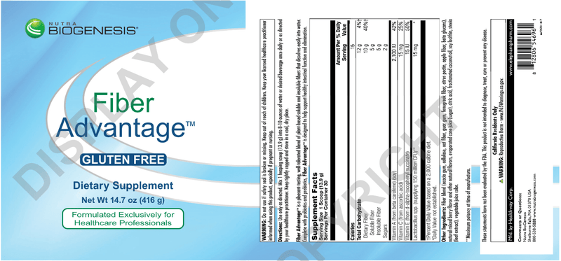 Fiber Advantage (Nutra Biogenesis) Label
