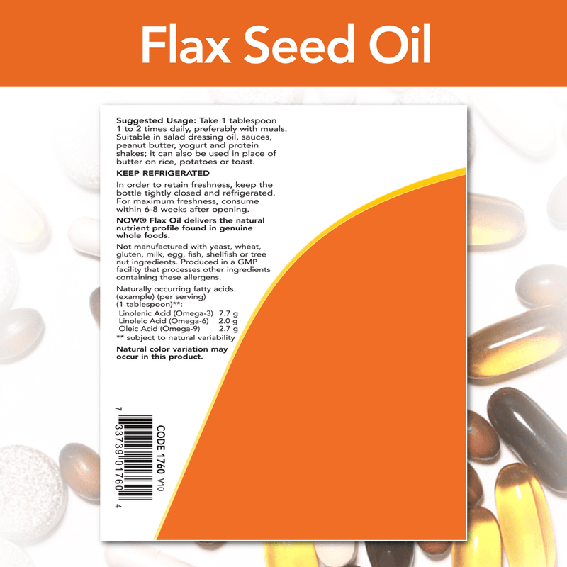 Flax Seed Oil (NOW) Label