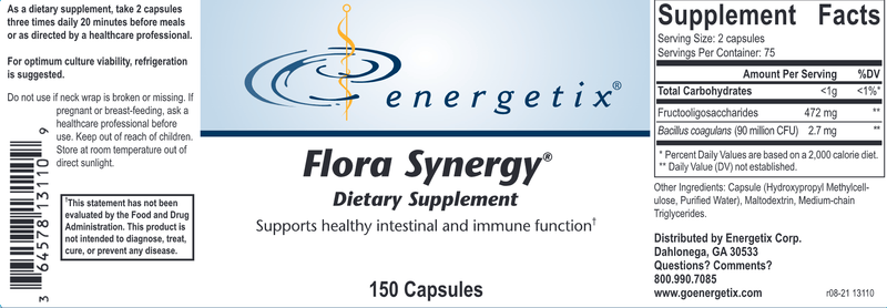Flora Synergy (Energetix) 150 Caps Supplement Facts