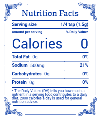 Flower of the Ocean Celtic Sea Salt Supplement Facts Label