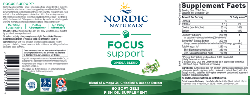 Focus Support (Omega Focus) (Nordic Naturals) Label