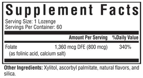 Folinic Acid Lozenge Seeking Health supplement facts