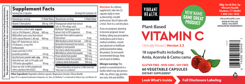 Vitamin C (Vibrant Health) label