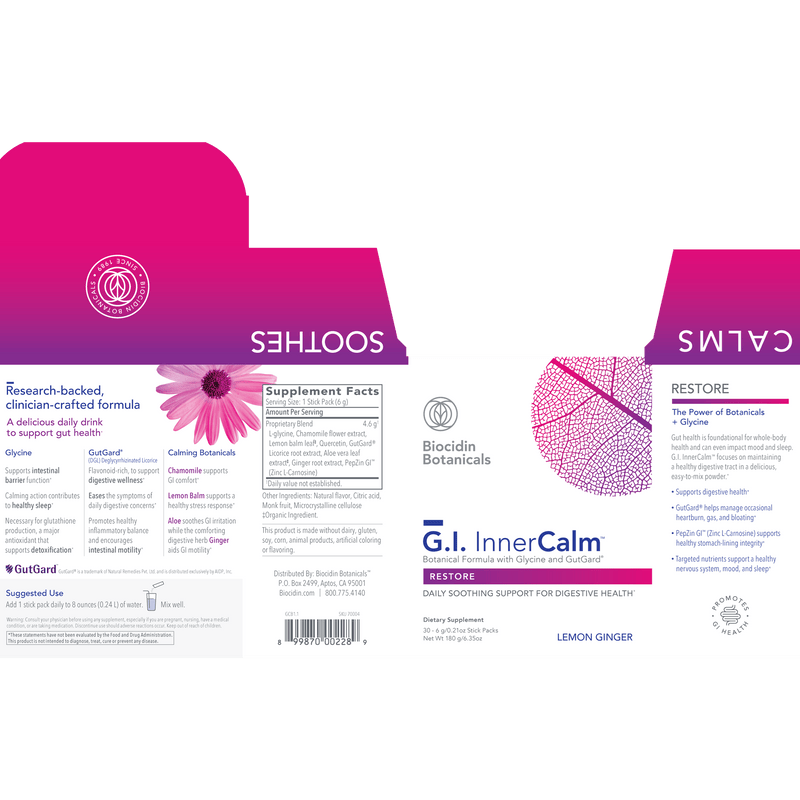 G.I. InnerCalm (Biocidin Botanicals) Label