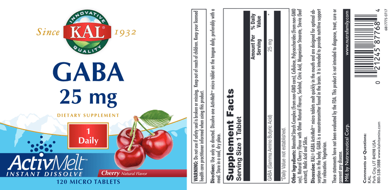 GABA 25 mg Cherry KAL label