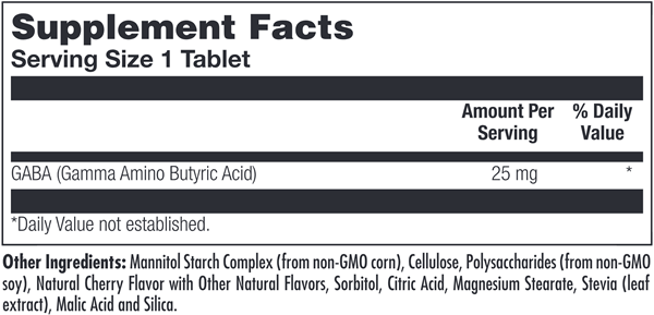 GABA 25 mg Cherry KAL supplement facts