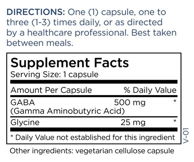GABA 500 mg (Metabolic Maintenance) supplement facts