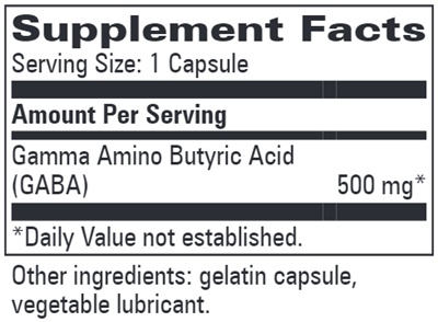 GABA 500 mg (Progressive Labs) Supplement Facts