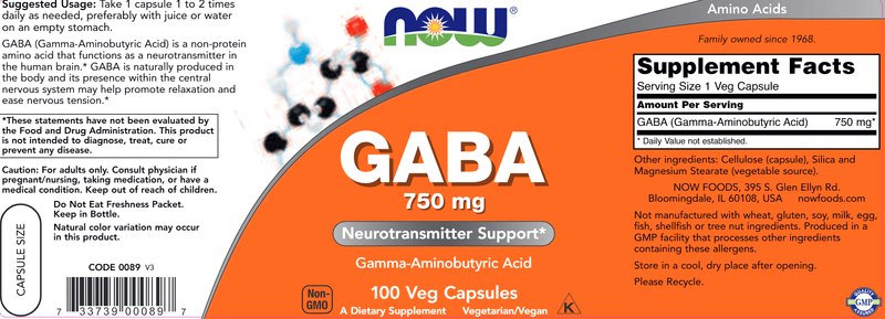 buy gaba 750 mg (now foods)