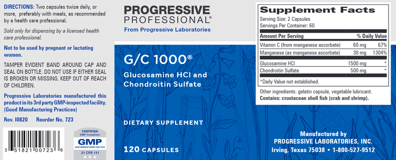 G/C 1000 (Progressive Labs) 120ct Label