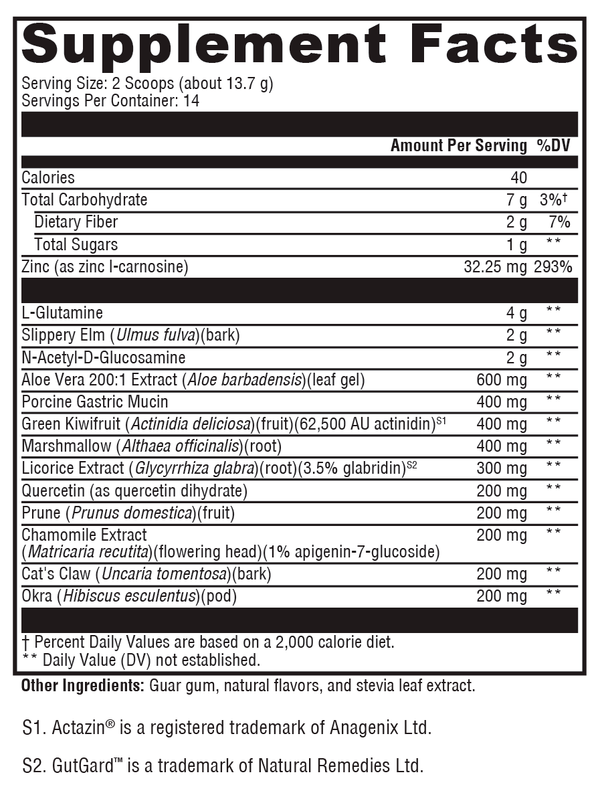 GI Balance Powder Chai Supplement Facts Label