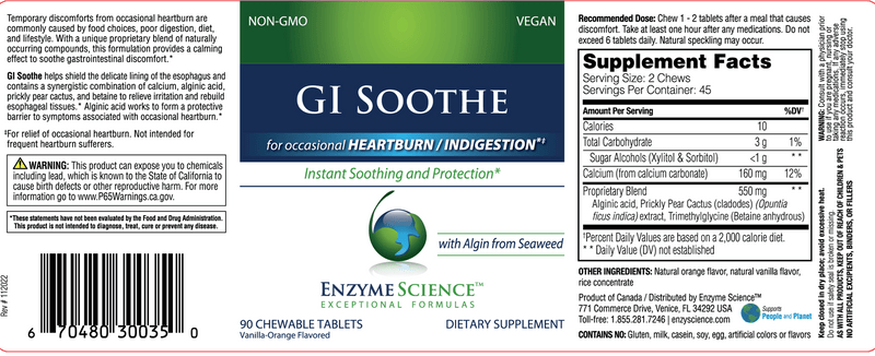 GI Soothe (Enzyme Science) label