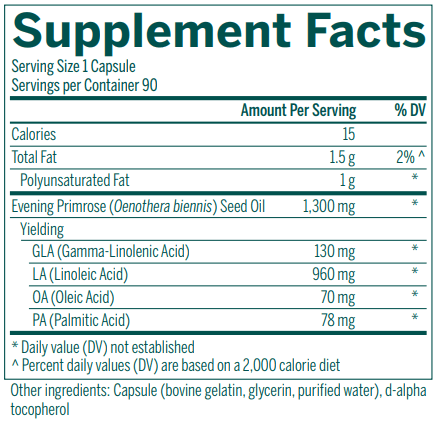 GLA 130 Primrose Oil supplement facts Genestra